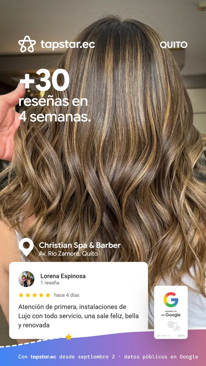 Christian Spa & Barber, Quito: +30 reseñas en Google en 4 semanas con Tapstar