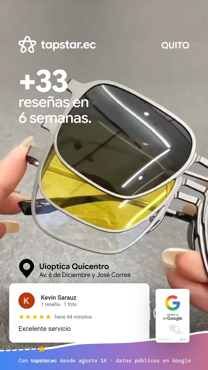 Uioptica Quicentro, Quito: +33 reseñas en Google en 6 semanas con Tapstar