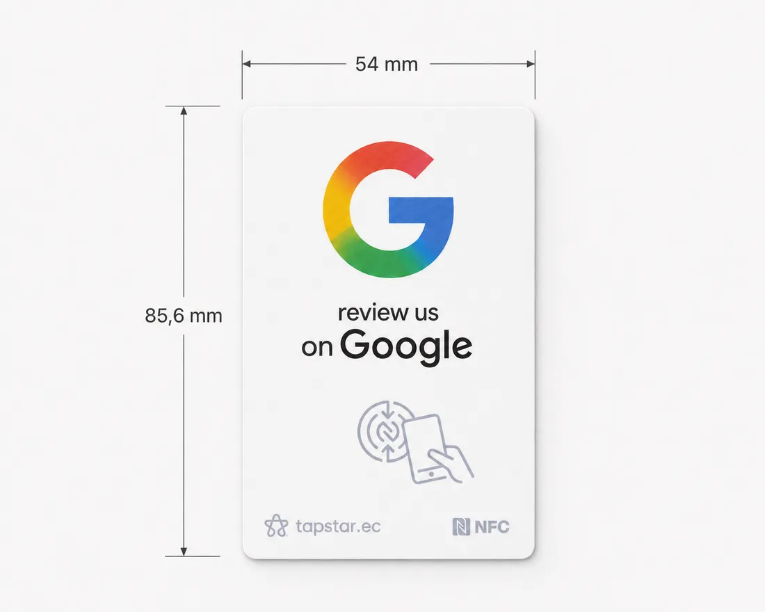 Medidas del Tapstar: 85,6 × 54 mm, tamaño de tarjeta de crédito (CR80)